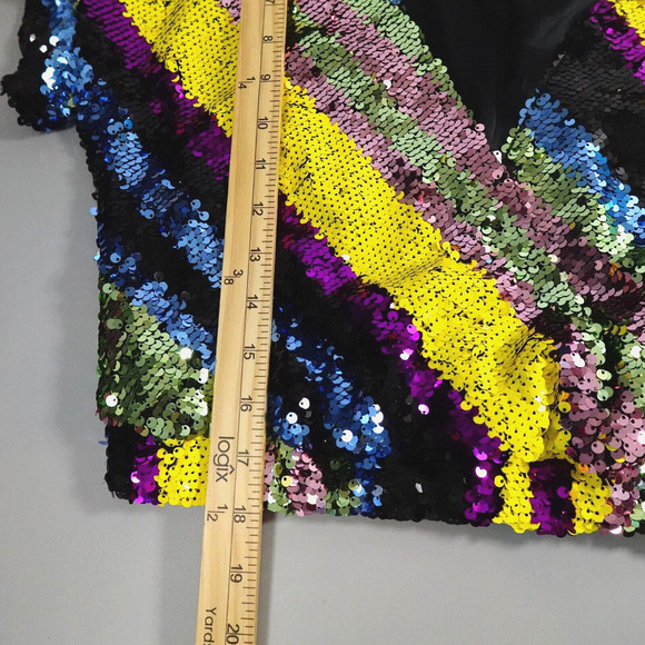 Rdalamal x Anthropologie Sequin Top Women XS Multicolor Crop Surplice Statement - Picture 14 of 16